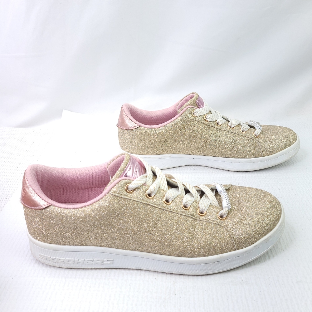 Skechers Omne Street Sneakers Gold Glittery Lace Up Shoes Womens Size 6 - Picture 3 of 7
